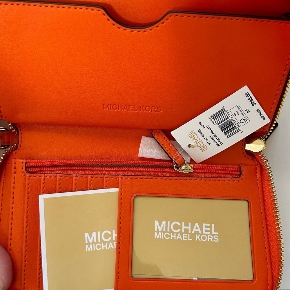 Michael Kors Jet Set Wallet Woven Wristlet Orange New With Tags - Picture 3 of 5